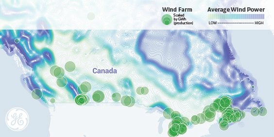 Wind Energy Map in Canada
